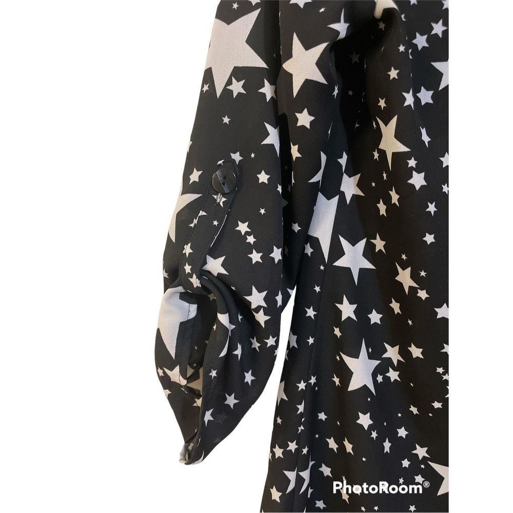 🛑Sold🛑DECREE Star Print Dress V-neck Juniors XS Black - Picture 3 of 5